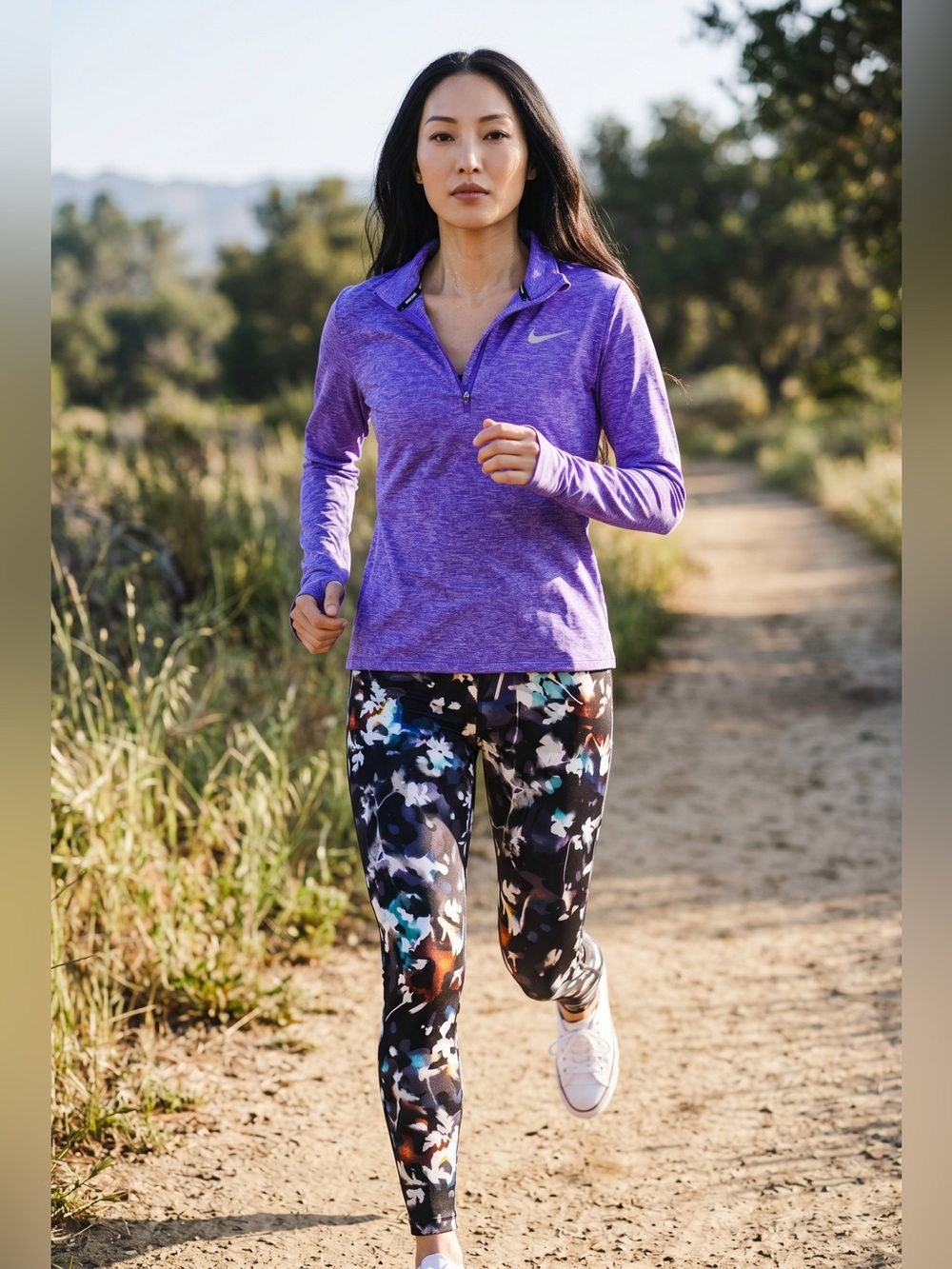 Nike Heathered Purple Half-Zip Pullover leggings Sets